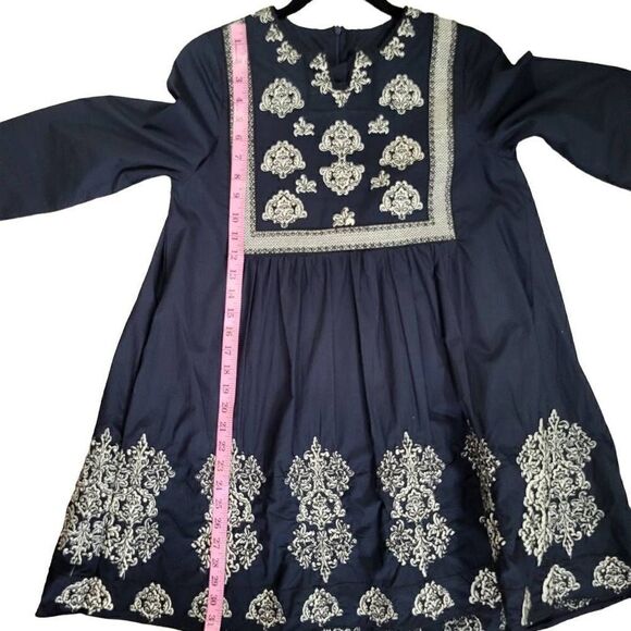 Embroidered navy dress size 4 - Picture 9 of 12